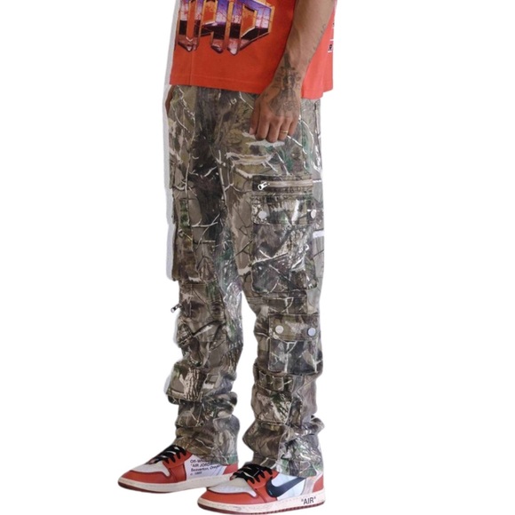 NEW! FIRST ROW Unisex Camo Cargo Jeans Denim Pants | 34 x 32 - Picture 2 of 4